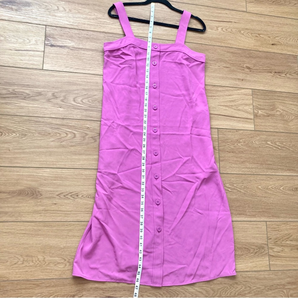 EVERLANE Midi Dress Picnic Button Down Magenta Pink Purple pockets size 8 - Picture 6 of 10